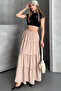 Basic Lined Pleated Women's Long Skirt Black - 5