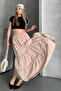 Basic Lined Pleated Women's Long Skirt Black - 6