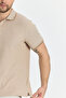 Men's Non-Shrinkable 100% Cotton Fabric Slim Fit Slim Fit Beige Non-Curling Polo Neck T-Shirt - 3