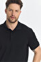 Men's Non-Shrinkable 100% Cotton Fabric Slim Fit Slim Fit Black Non-Curling Polo Neck T-Shirt