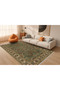 Memlik Collection Dark Green Theme Traditional Vintage Patterned Woven Base Decorative Carpet Memlik19 - 4