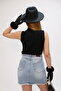 Upright Turtleneck High Neck Zero Sleeve Plain Knit Single Color Stretchy Summer Basic Stylish Knitwear Badi Undershirt - 2