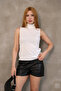 Upright Turtleneck High Neck Zero Sleeve Plain Knit Single Color Stretchy Summer Basic Stylish Knitwear Badi Undershirt
