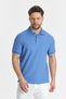 Walfer Men's Blue Lycra Cotton Blended Collar Detail Slim Fit Non-Curling Polo Neck T-Shirt - 6