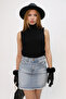 Upright Turtleneck High Neck Zero Sleeve Plain Knit Single Color Stretchy Summer Basic Stylish Knitwear Badi Undershirt - 6