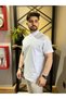 Hakim Yaka Düğmeli Beyaz Basic T-shirt - 2