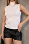 Upright Turtleneck High Neck Zero Sleeve Plain Knit Single Color Stretchy Summer Basic Stylish Knitwear Badi Undershirt - 3