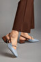Women's Denim Brown Pearl Low Heeled Shoes - 4