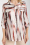 Mink Striped Satin Jacquard Women's Shirt - 8