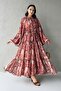 Efsa Floral Patterned Chiffon Dress-Beige - 5