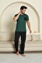 Men's Cotton Pocket Short Sleeve Green Pajama Set - 2