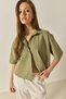 Women's Khaki Half Sleeve Cotton Summer Comfortable Shirt 34439 60283279 - 4