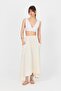 Natural Side Pocket Muslin Linen A-Line Skirt 4713A - 7