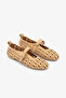 Beige Genuine Leather Laser Cut Perforated Women's Ballerinas - 2