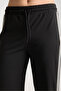 Women's Black Striped Diver/Scuba Fabric Sports Knitted Sweatpants - 8
