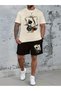 Casual Lapel T-Shirt for Men, Card Core Print, Loose Fit - 2