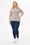 Cotton Lycra Button Detail Basic T-Shirt, Large Size T-Shirt - 3