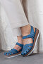 Women's Genuine Leather Orthopedic Closed-Toe Blue Sandals - 2