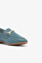 Blue Genuine Leather Chain Buckle Women's Loafer - 4