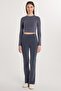 Women's Slim Fit Slim Fit Wide Leg Anthracite Trousers - 4