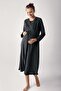 Women's Long Sleeve Stretchy Cotton Fabric Maternity Nightgown 13112