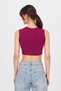 Claret Red Crew Neck Crop Tank Top 9189m - 5