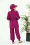 Diana Gather Detailed Design Hijab Lycra Fuchsia Double Suit Swimsuit - 4