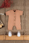 Short Sleeve Wooden Buttoned Organic Jumpsuit Baby Set - 2