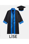 Unisex High School Graduation Cap Gown Blue Stripe - 3