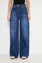 Mid Waist Baggy Model Wide Leg Women's Jeans Navy Blue - 2