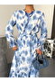 Patterned Belted Chiffon Dress - 4