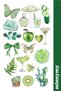 3-Pack Green Collection Retro Sticker, Sticker, Agenda, Diary, Planner, Bullet Journal, Scrapbook - 3
