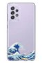 جراب سيليكون شفاف بتصميم مموج كاناجاوا أوكي نامي أورا متوافق مع هاتف Galaxy A72