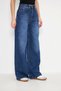 Mid Waist Baggy Model Wide Leg Women's Jeans Navy Blue - 5