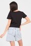 Black Crew Neck Short Sleeve Knitted Women's Crop - 4