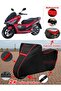 Sym Jet X 125 Tarpaulin BLACK Topcase Rear Bag Compatible Motor Canvas (Red Stitched)