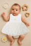 Daisy Detailed Zigzag Tulle Snap Fastener Baby Bodysuit Dress (100% Cotton) - 2