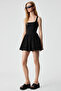 Doumbıan Women's Slim Zippered Body Hugging Pool Collar Short Black Dress - 2
