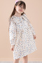 Blue Leaf Patterned Buttoned Muslin Girl's Dress 20310 - 3