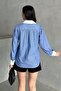 Women's Striped Embroidery Detailed Shirt - 5