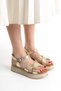 Gold Genuine Leather Wedges Heel Women Sandals Tmd2025800 - 4