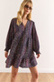 Women's Multicolor V-Neck Modal Content Mini Dress Elb-19002411 - 5