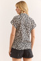 Women's Leopard Black Flared Linen Bat Shirt Gml-19001317 - 2