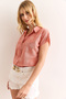Women's Ivy Rose Dried Patterned Linen Bat Shirt Gml-19001129 - 5
