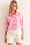 Women's Pink Tie-Detail Cropped Woven Shirt GML-19001345 - 3