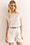Women's White Scallop Stripe T-Shirt Tsh-19000905 - 4