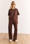 Women's Bitter Brown Bottom Pocket Pants Top T-Shirt Set Tkm-19000374 - 4