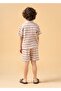 Boys Cotton Beige Wave Print Shirt and Shorts Set - Summer Relaxed Fit - 3