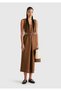 Women's Brown 100% Linen V Neck Sleeveless A-Line Midi Dress - 5