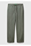 Men's Pale Green 100% Linen Waist Drawstring Trousers - 2